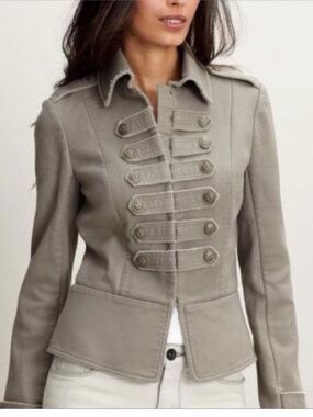 Banana Republic Women’s Military-Style Cotton Jacket, Gray, Sz 8P (See Notes)